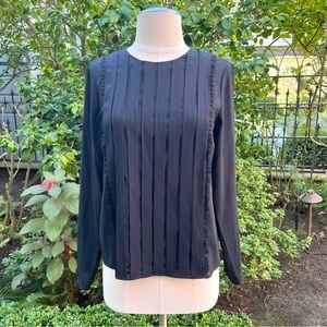 Alice + Olivia Silk Pleated Top Black Sz S